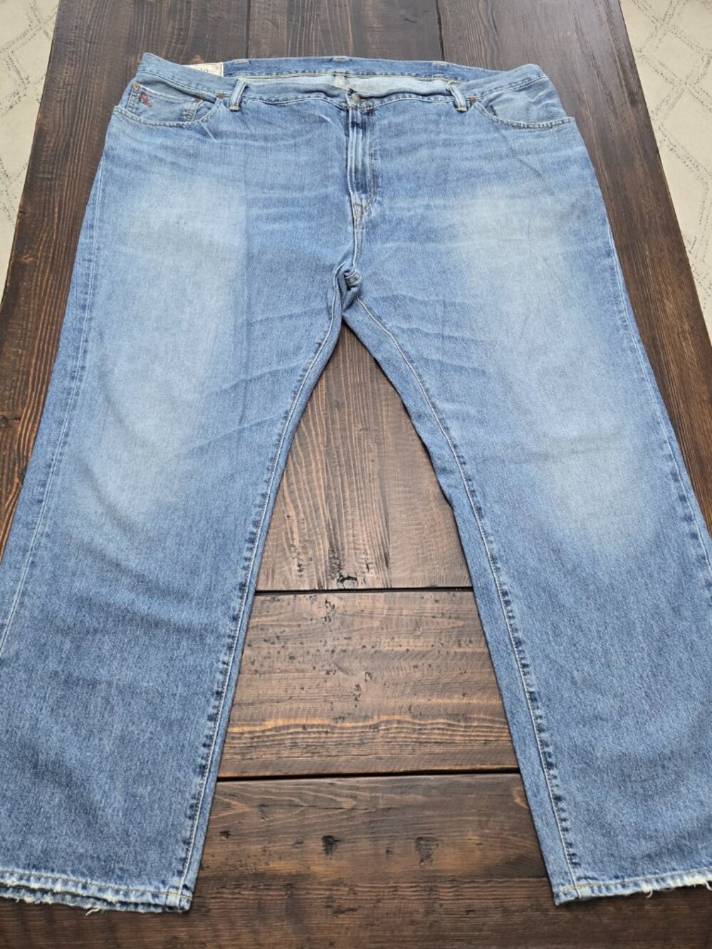 Polo Ralph Lauren Hampton Straight Jeans Mens 48x30 Y2K Light Wash Denim Vintage